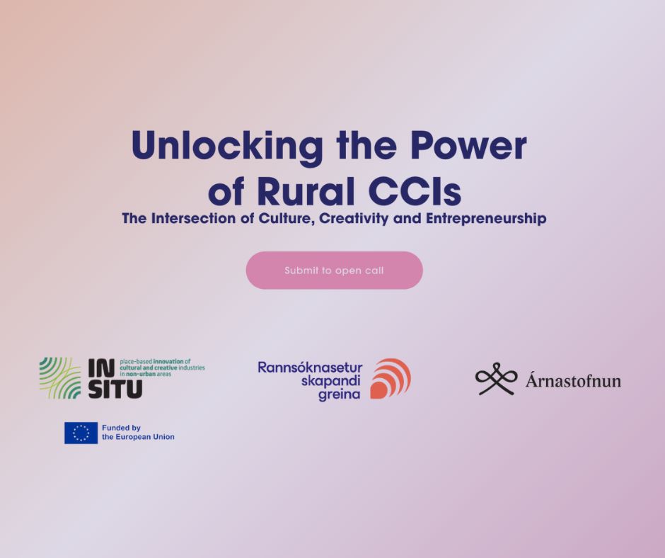 🚀 Call for Abstracts! 🚀

How can CCIs unlock rural potential? 🌍✨

Join us in Reykjavík, Iceland – 30 May 2025 to explore how culture, creativity &amp; entrepreneurship drive rural innovation!

🔗 Apply now: buff.ly/wO6vkUB

📅 Deadline: 24 March 2025

#INSITUCulture