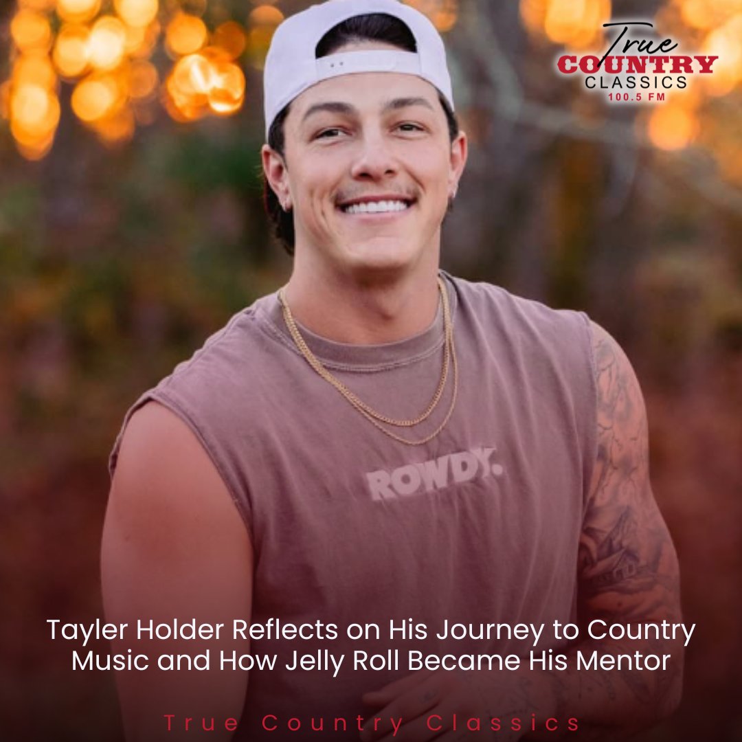 TrueCountry1005's tweet photo. Tayler Holder opens up about his journey into country music and how Jelly Roll became a mentor along the way. From social media star to rising country artist, his story is one to watch. Who else loves a great underdog success story? https://t.co/yC5f2DZ6iT