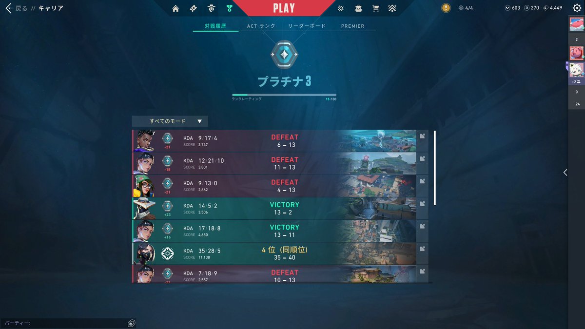 ダイア昇格できませんでした。。。