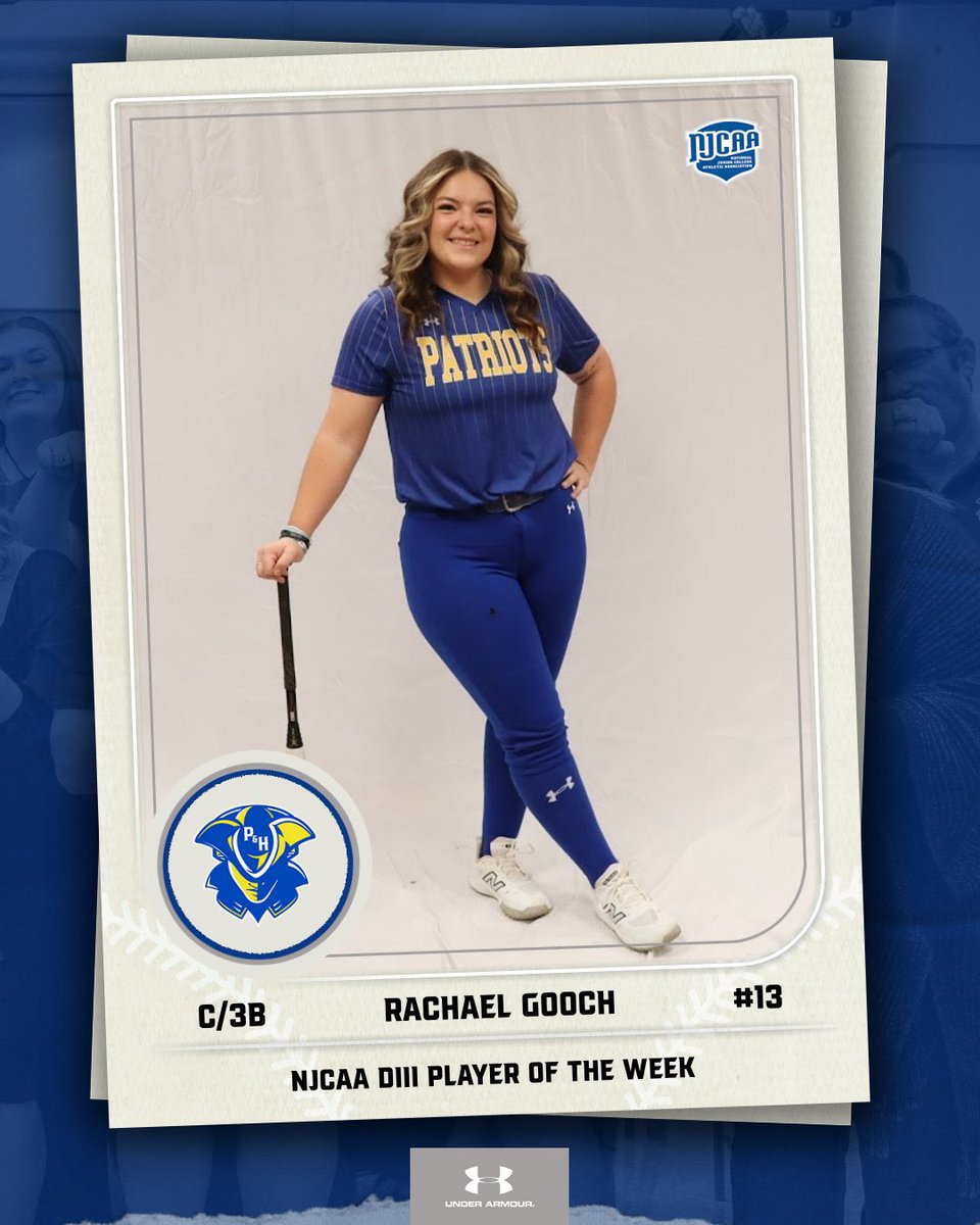Patrick & Henry CC Athletics (@phccathletics) on Twitter photo Congrats to Rachael Gooch of <a href="/PHCC_Softball/">Patrick&Henry CC-2024 NJCAA DIII NATIONAL CHAMPION</a> for being named <a href="/NJCAASoftball/">NJCAA Softball</a> DIII Player of the Week! She hit .562 with 15 RBIโs, 2 doubles, 2 triples, and 3 home runs. Read more about it on phccsports.com!
#PHamily โ๏ธ #NJCAASoftball โ๏ธ #NJCAAPOTW Congrats to Rachael Gooch of <a href="/PHCC_Softball/">Patrick&Henry CC-2024 NJCAA DIII NATIONAL CHAMPION</a> for being named <a href="/NJCAASoftball/">NJCAA Softball</a> DIII Player of the Week! She hit .562 with 15 RBIโs, 2 doubles, 2 triples, and 3 home runs. Read more about it on phccsports.com!
#PHamily โ๏ธ #NJCAASoftball โ๏ธ #NJCAAPOTW
