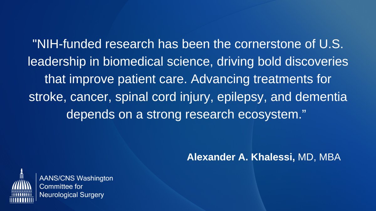 Neurosurgery (@neurosurgery) on Twitter photo “NIH-funded research has been the cornerstone of U.S. leadership in biomedical science, driving bold discoveries that improve patient care,” states <a href="/DrAlexKhalessi/">Alexander Khalessi, MD, MBA</a>. <a href="/NIH/">NIH</a>’s new policy on indirect cost rates for grants jeopardizes medical innovation.<a href="/AANSNeuro/">AANS</a> <a href="/CNS_Update/">CNS</a> and over “NIH-funded research has been the cornerstone of U.S. leadership in biomedical science, driving bold discoveries that improve patient care,” states <a href="/DrAlexKhalessi/">Alexander Khalessi, MD, MBA</a>. <a href="/NIH/">NIH</a>’s new policy on indirect cost rates for grants jeopardizes medical innovation.<a href="/AANSNeuro/">AANS</a> <a href="/CNS_Update/">CNS</a> and over