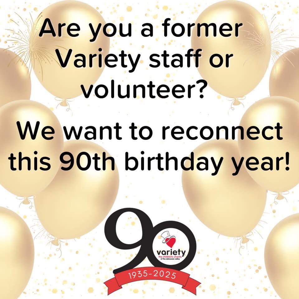 Variety Philadelphia (@varietyphila) on Twitter photo Reminder! Variety is seeking former staff members, volunteers, and campers, as well as their families! As we celebrate our 90th Birthday this year, we have some exciting ideas in the works. Please reach out to homecoming@varietyphila.org. Reminder! Variety is seeking former staff members, volunteers, and campers, as well as their families! As we celebrate our 90th Birthday this year, we have some exciting ideas in the works. Please reach out to homecoming@varietyphila.org.