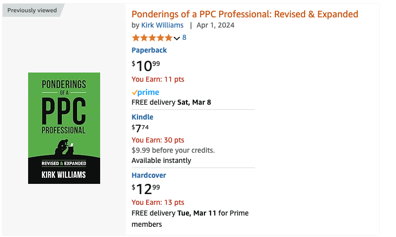 PPCKirk's tweet photo. I *slashed* the prices on my Updated version of PPC Ponderings, cause... I want to sell more ����🏻‍♂️ go buy it before I change my mind again!!

https://t.co/EeWD9lZNR4

And pleaseeeeeeee please leave a review 🙏 https://t.co/aiU3pfYZsG