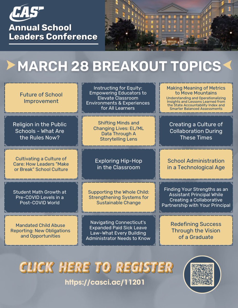 CT Association of Schools (@cas_ct) on Twitter photo United for ImpaCT 🌟
Join us for an inspiring event designed to fuel your personal and professional growth! Connect with peers, hear from keynote speaker Desiree Cocroft, and choose from 30+ breakout sessions to customize your experience.
Register today! casci.ac/11201 United for ImpaCT 🌟
Join us for an inspiring event designed to fuel your personal and professional growth! Connect with peers, hear from keynote speaker Desiree Cocroft, and choose from 30+ breakout sessions to customize your experience.
Register today! casci.ac/11201