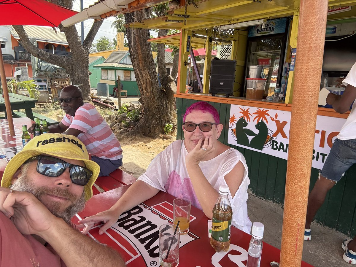 Liming in Speightstown. We were due to go to Caboose, but was burst. At Xotic bar.