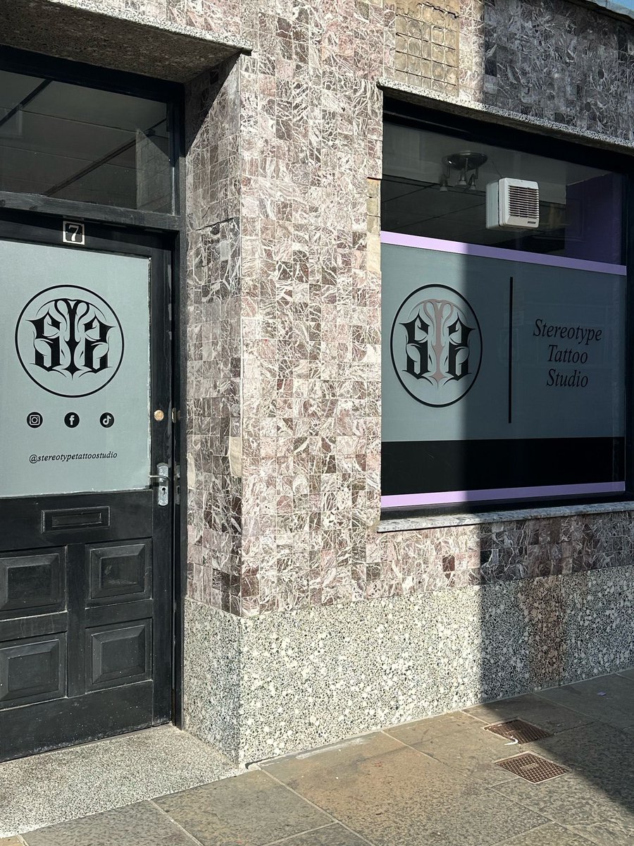 EliteSigns's tweet image. Let’s talk about #windowfrosting &amp;amp; for this project we’ve ink-corporated Stereotype #Tattoo studio’s branding into it, with a hint of colour as tats what they wanted. 

@BSGAUK
