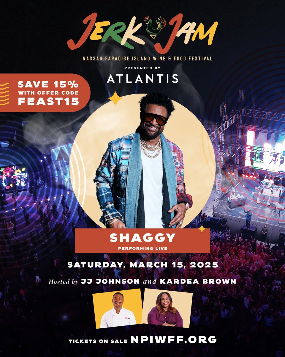 atlantisbahamas's tweet image. 🚨LAST CHANCE TO SAVE🚨
TACOS & TEQUILA w/host @chefsymon & @bahamenofficial
TASTE OF PARADISE w/host @bflay w/@KirklandBodie Wendi Lewis and Shaad Collie & the VIPs
JERK JAM hosted by @ChefJJ & @kardea_brown w/ @DiRealShaggy
Tickets: NPIWFF.org
