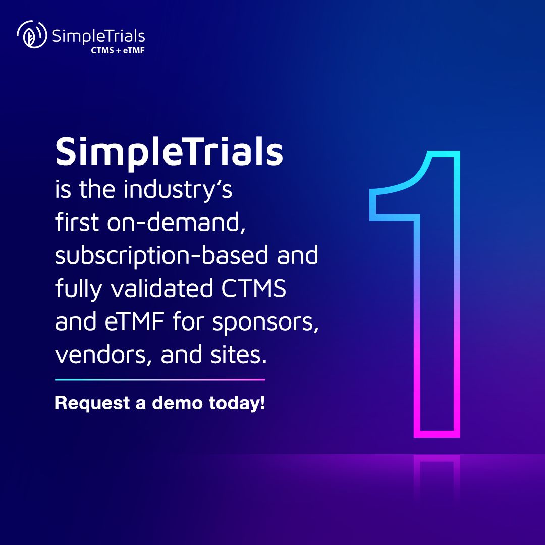 SimpleTrials is built for the real world, created by the #ClinicalTrial teams who use it daily. 🤝 We offer the first on-demand, subscription-based #CTMS with integrated #eTMF. Effective, affordable, and user-focused study management. Request a demo: buff.ly/B93YM5I