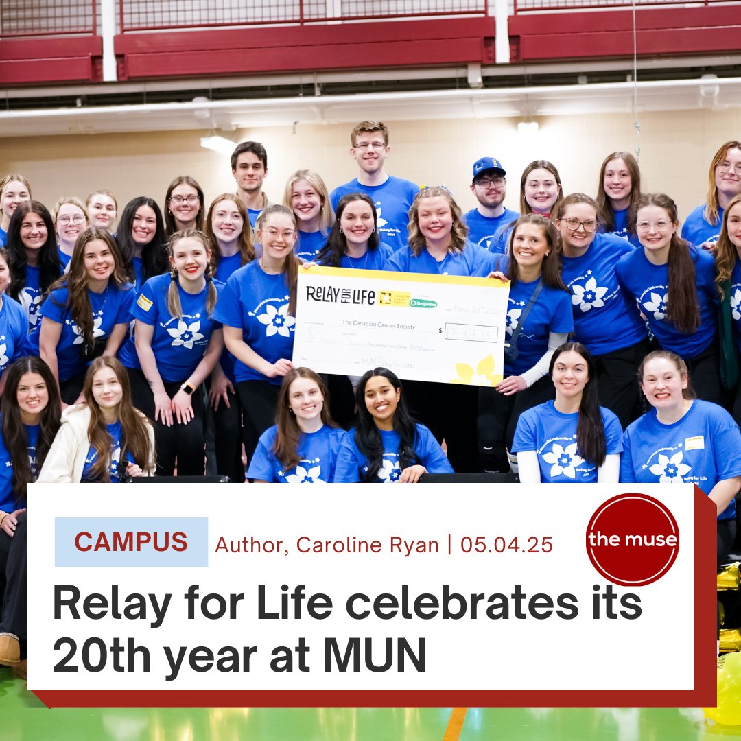 On March 22nd at 7pm, Relay for Life will celebrate its 20th birthday at the MUN Fieldhouse. 

Since  2005, Memorial University students have rallied together to host a  fundraiser that honours anyone who has experienced cancer in their  lifetime.

themuse.ca/relay-for-life…