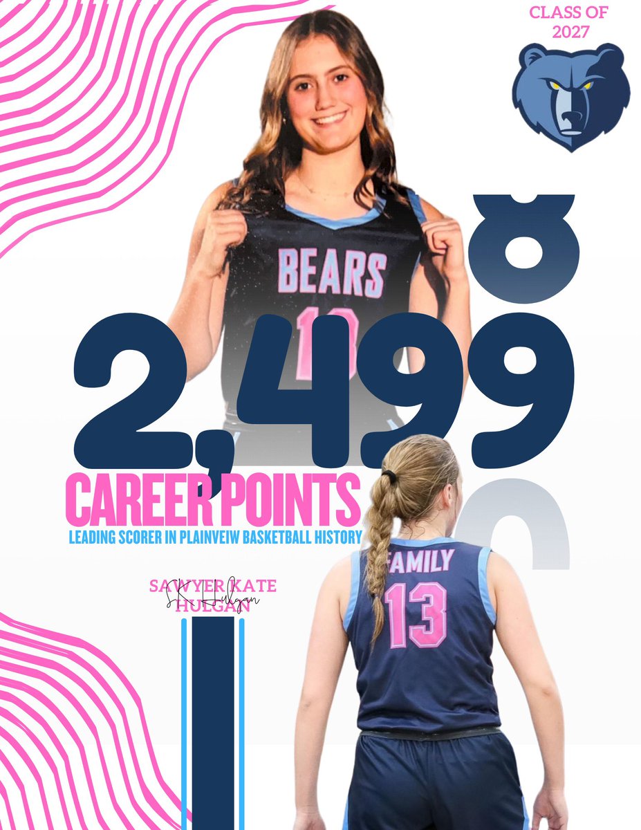 Congratulations <a href="/SawyerKate13/">Sawyer Kate Hulgan</a> on becoming the All Time Career Scoring Leader at Plainview this year 2499 points! Thanks <a href="/keb_barton/">Katie Barton</a> for always making the best graphics🔥❤️<a href="/SGB_17Uselect40/">Southeastern Girls Basketball 17u Select 40</a> <a href="/BrandonClayPSB/">B r a n d o n C l a y</a> <a href="/CandiWhitaker5/">Candace Whitaker</a> <a href="/haleytroup13/">Haley Troup</a> <a href="/LukeGriggs23/">Luke Griggs</a>