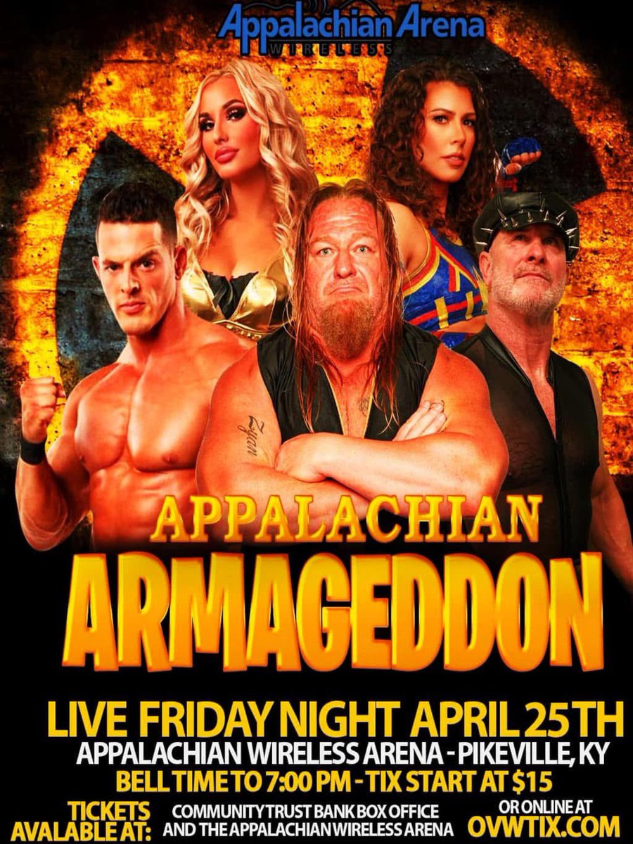 We’re heading back to #PikevilleKY on APRIL 25TH and we want to see you there for APPALACHIAN ARMAGEDDON!

Secure your spot - OVWTix.com