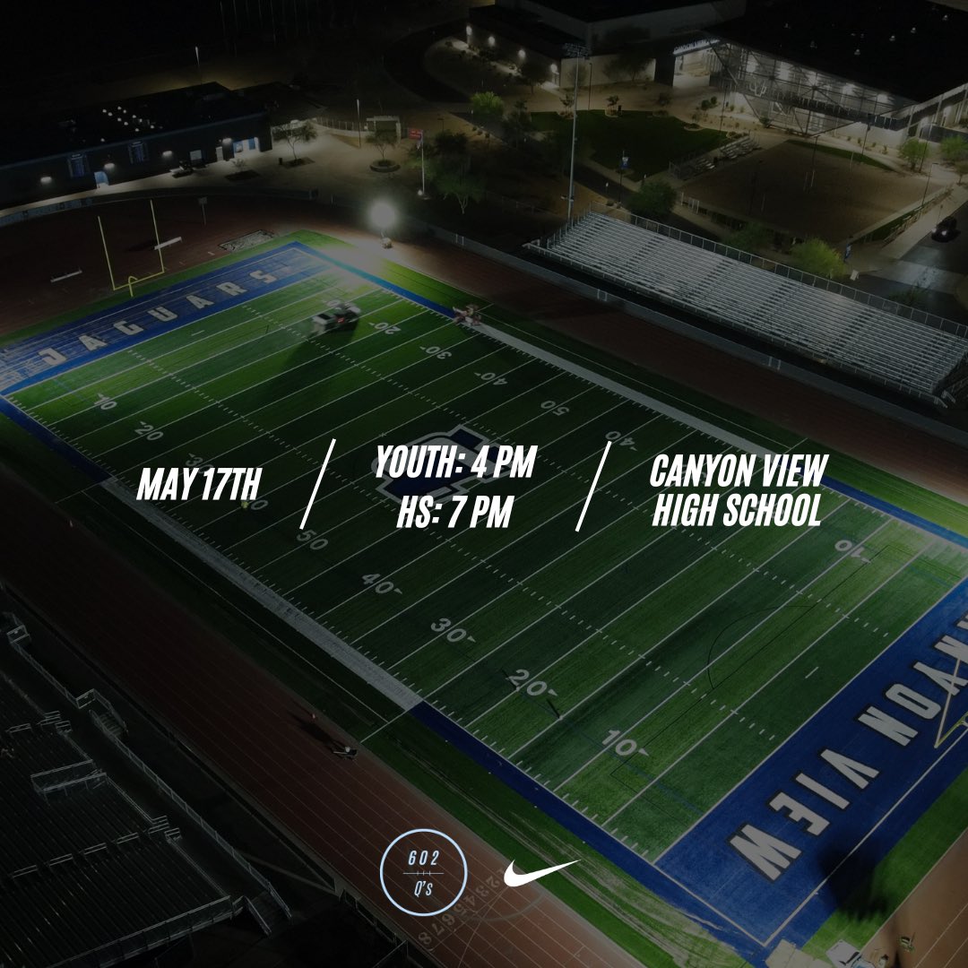 Registration is now open for the 1st Annual 602Q’s Quarterback Camp!

Join us for our first ever event in the West Valley. Quarterbacks who register by March 20th will receive early bird pricing of $65.

📅Saturday, May 17th
💲$100 (early bird pricing until March 20th)
👥Youth