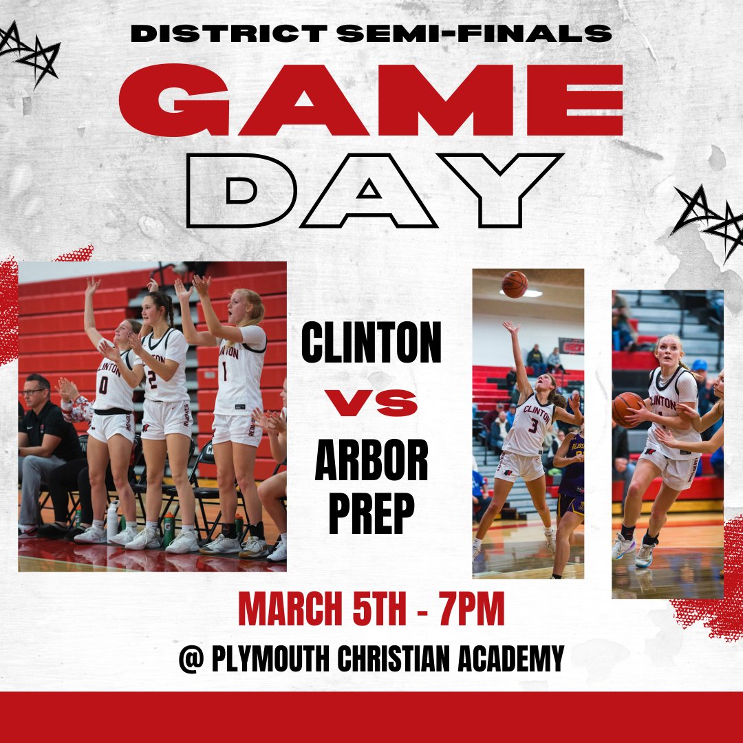 Clinton Girls Basketball (@clintongbball) on Twitter photo Game day! Support your Redwolves in the District Semi-Finals tonight! <a href="/ClintonAthletic/">Redwolves Athletics ๐บ</a> Game day! Support your Redwolves in the District Semi-Finals tonight! <a href="/ClintonAthletic/">Redwolves Athletics ๐บ</a>