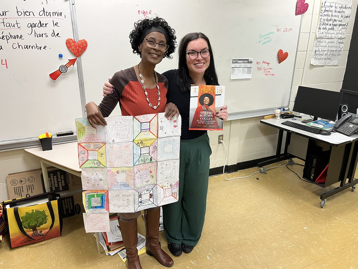 I had the honour today to visit Madame <a href="/mmeashleymorgan/">Ashley Morgan 🍏</a>’s Grade 7 students at Ross Road School to talk about my 25+ year journalism career and my honourary Doctor of Civil Law degree. This is the beautiful quilt the students made for me.

This is Madame Morgan pictured with me.