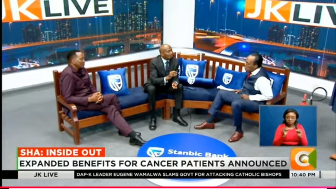 Senator Onyonka is showing Moses Kuria bad things at the #JKLive. Kuria actually wants to cry