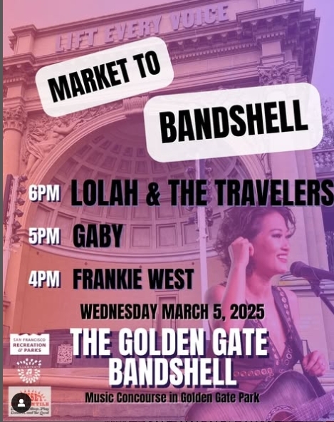 scarlet_richie's tweet image. Today Wed 3/5 6PM, @LolaHtwitt &amp;amp; #TheTravelers at #SanFrancisco's @GoldenGatePark #Bandshell! #FREEshow #AllAges @AceRealityCheck @BrokeAssStuart @AaronAxelsen @kexp @chasta @soundwave_SF @48hills @sfstandard @sfstation @MarinaTimesSF @sfexaminer @SFGate @SFC_Datebook @SFWeekly