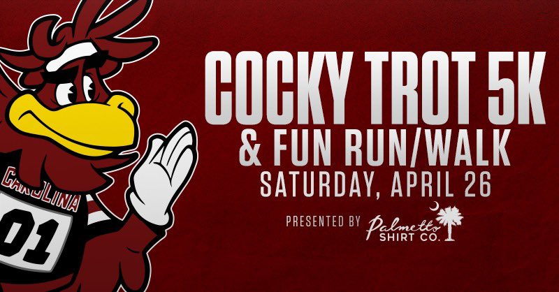 The Cocky Trot 5K &amp; Fun Run/Walk is back for 2025! Register today to take advantage of early bird pricing!

➡️ raceroster.com/events/2025/99…

#Gamecocks | #ForeverToThee
