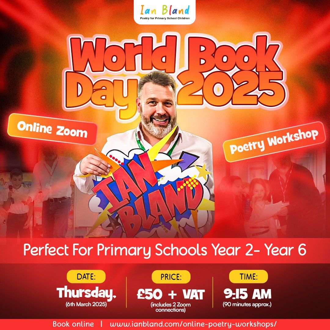 Around 3000 children joining me for my World Book Day online ZOOM poetry workshop tomorrow!