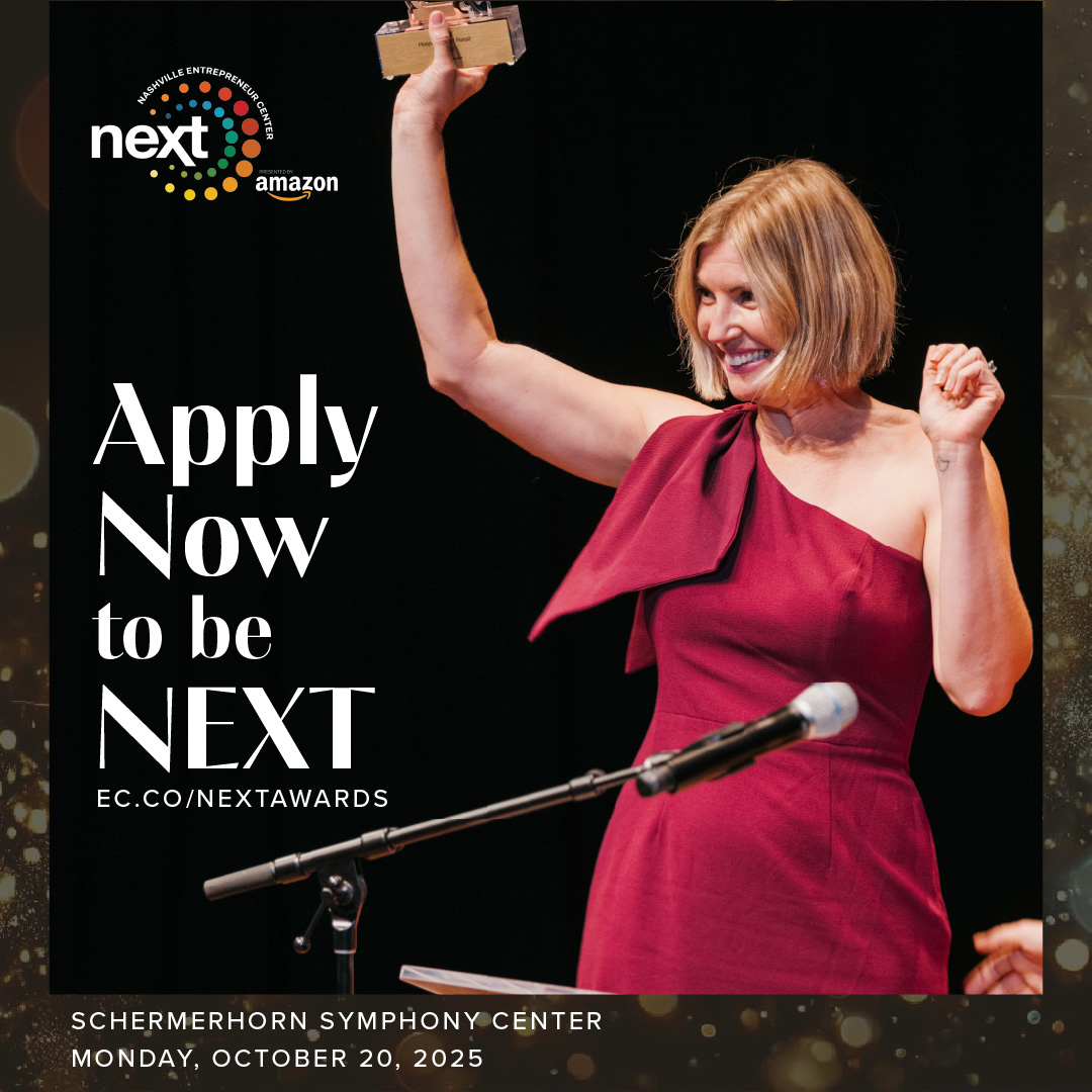 📣 Applications are OPEN for the 2025 NEXT Awards‼️

If you're a thriving startup in Middle TN, this is your chance to shine! 🌟 Presented by <a href="/amazon/">Amazon</a>, the NEXT Awards honor innovators shaping Nashville’s future.

📆 Apply by April 30th 👉 ec.co/nextawards

#NEXTAwards