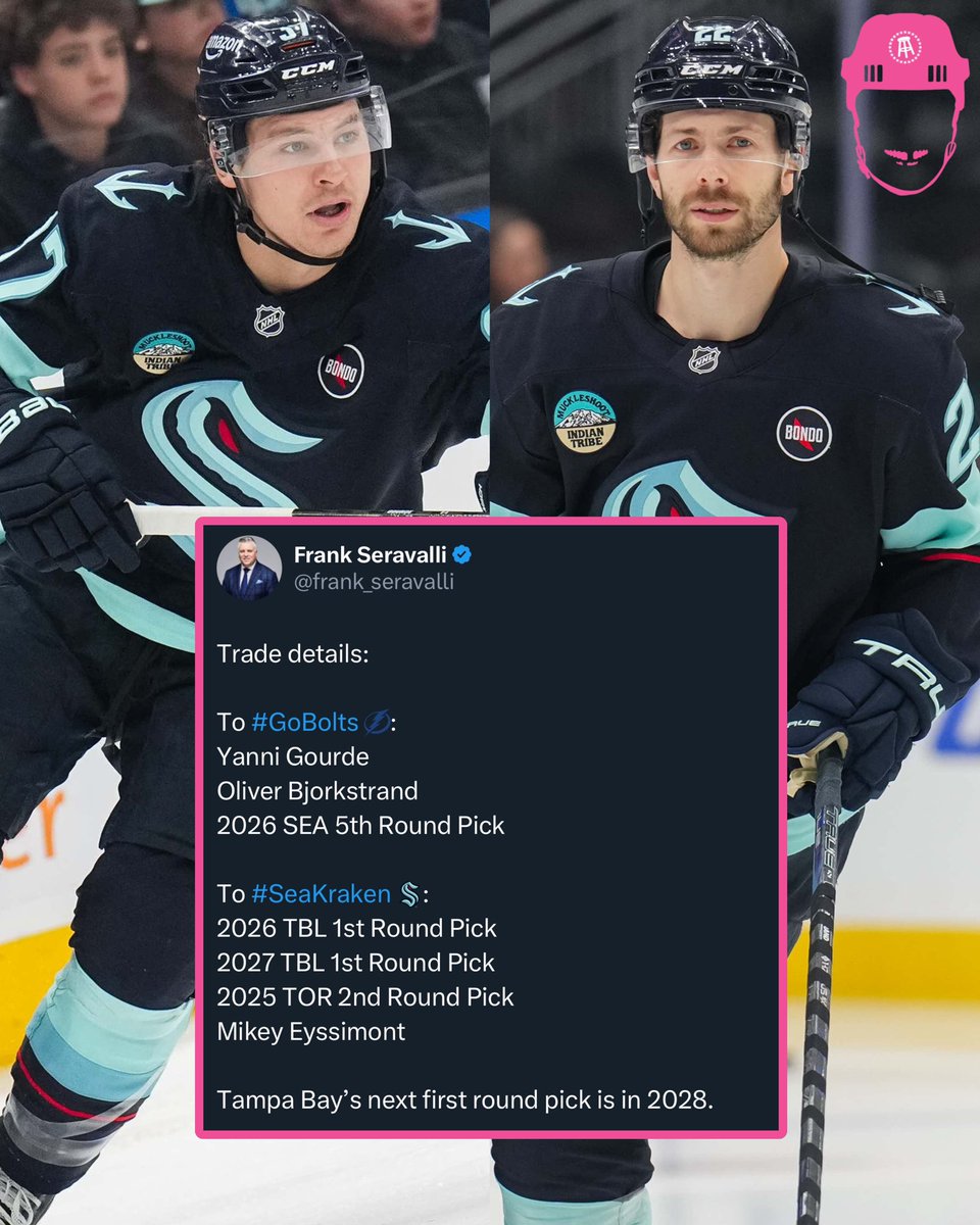 spittinchiclets's tweet photo. Yanni Gourde and Oliver Bjorkstrand are heading to Tampa Bay ⚡️🌴 https://t.co/uudzFoUx3h