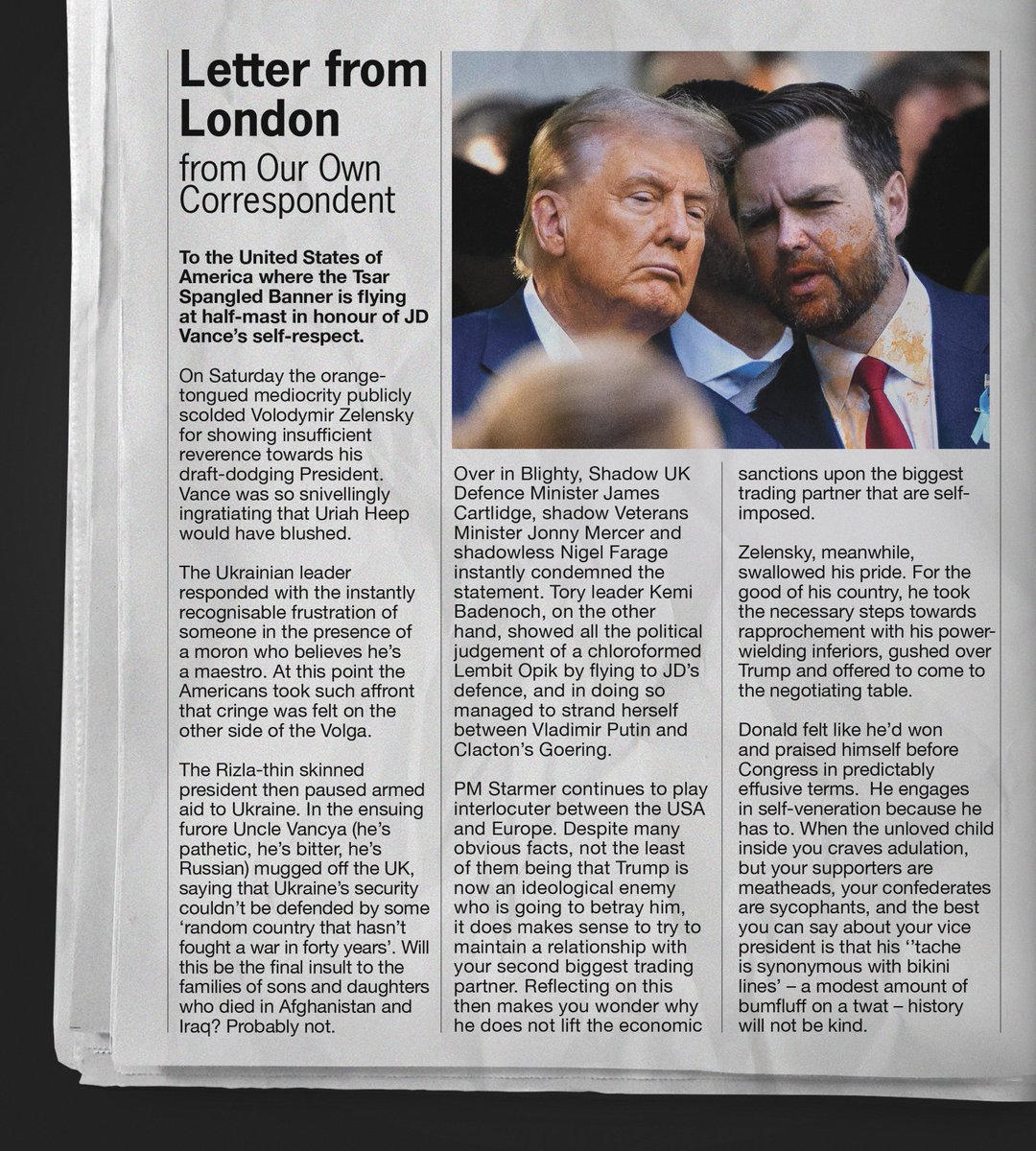 The Papua New Guinea Courier's overseas correspondent on bikini lines and JD Vance's moustache