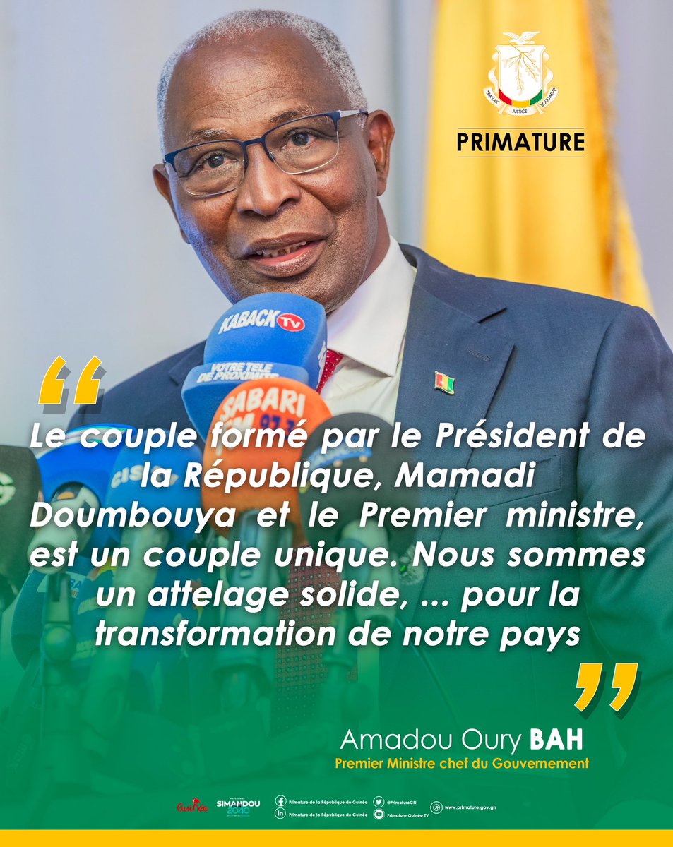 bahourykigna's tweet image. 🎙️ Face aux journalistes, j’ai tenu à préciser, en des mots clairs, la convergence de vues que j’ai avec le Président de la République dans la refondation de notre pays.

Une vision commune, un engagement partagé pour bâtir une Guinée plus forte et plus juste.…