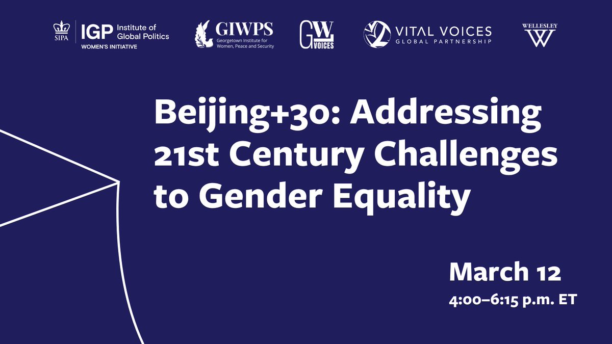 GU Women & Peace (@giwps) on Twitter photo Join us with <a href="/ColumbiaIGP/">Columbia Institute of Global Politics</a>, <a href="/HillaryClinton/">Hillary Clinton</a>, @GWLVoices, <a href="/VitalVoices/">Vital Voices</a> & <a href="/Wellesley/">Wellesley College</a> for a convening to mark the 30th anniversary of the UN 4th World Conference on Women in Beijing. Register to watch live: igp.sipa.columbia.edu/events/address… Join us with <a href="/ColumbiaIGP/">Columbia Institute of Global Politics</a>, <a href="/HillaryClinton/">Hillary Clinton</a>, @GWLVoices, <a href="/VitalVoices/">Vital Voices</a> & <a href="/Wellesley/">Wellesley College</a> for a convening to mark the 30th anniversary of the UN 4th World Conference on Women in Beijing. Register to watch live: igp.sipa.columbia.edu/events/address…