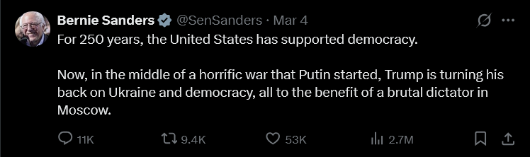 MelinPucRio's tweet photo. @marcelorubens Difícil imaginar qual seria o critério para classificar um político americano de insensato, se o sujeito que afirma publicamente que os EUA apoiaram a democracia por 250 anos é considerado "o mais sensato". https://t.co/Nn94ZjGDd9