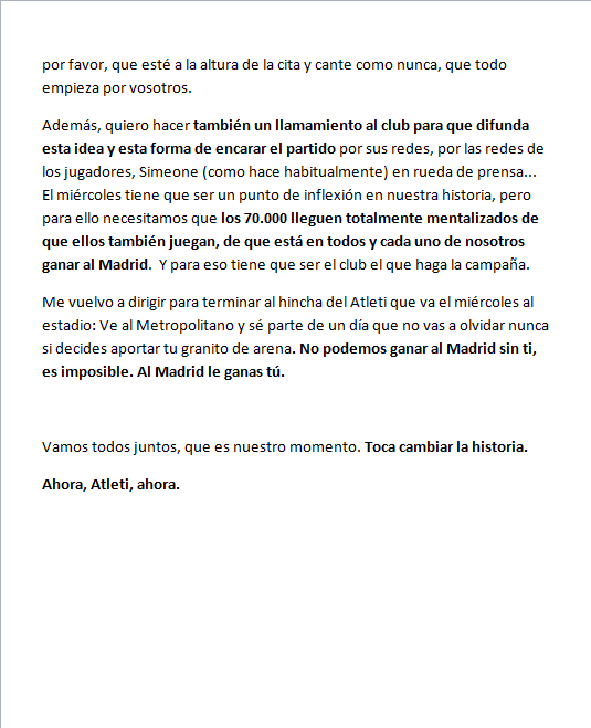 . (@qqvc46) on Twitter photo Carta abierta al <a href="/Atleti/">Atlético de Madrid</a>, <a href="/FA82Oficial/">Frente Atlético</a> y a todo atlético que vaya el miércoles al Metropolitano.
Máxima difusión 🚨, que el miércoles tiene que cambiar nuestra historia.
<a href="/finallyxpablo/">🅿</a> <a href="/Reycholosimeone/">REY CHOLO</a> <a href="/atletico_stats_/">Atlético Stats</a> <a href="/YihadAtletica/">.</a> <a href="/Statsatm/">S T A T S 🏧</a> <a href="/amocholo2/">El Cholo es mi Pastor</a> <a href="/irenegd_/">IreneGD</a> <a href="/rubennatm/">rubén</a> Carta abierta al <a href="/Atleti/">Atlético de Madrid</a>, <a href="/FA82Oficial/">Frente Atlético</a> y a todo atlético que vaya el miércoles al Metropolitano.
Máxima difusión 🚨, que el miércoles tiene que cambiar nuestra historia.
<a href="/finallyxpablo/">🅿</a> <a href="/Reycholosimeone/">REY CHOLO</a> <a href="/atletico_stats_/">Atlético Stats</a> <a href="/YihadAtletica/">.</a> <a href="/Statsatm/">S T A T S 🏧</a> <a href="/amocholo2/">El Cholo es mi Pastor</a> <a href="/irenegd_/">IreneGD</a> <a href="/rubennatm/">rubén</a>