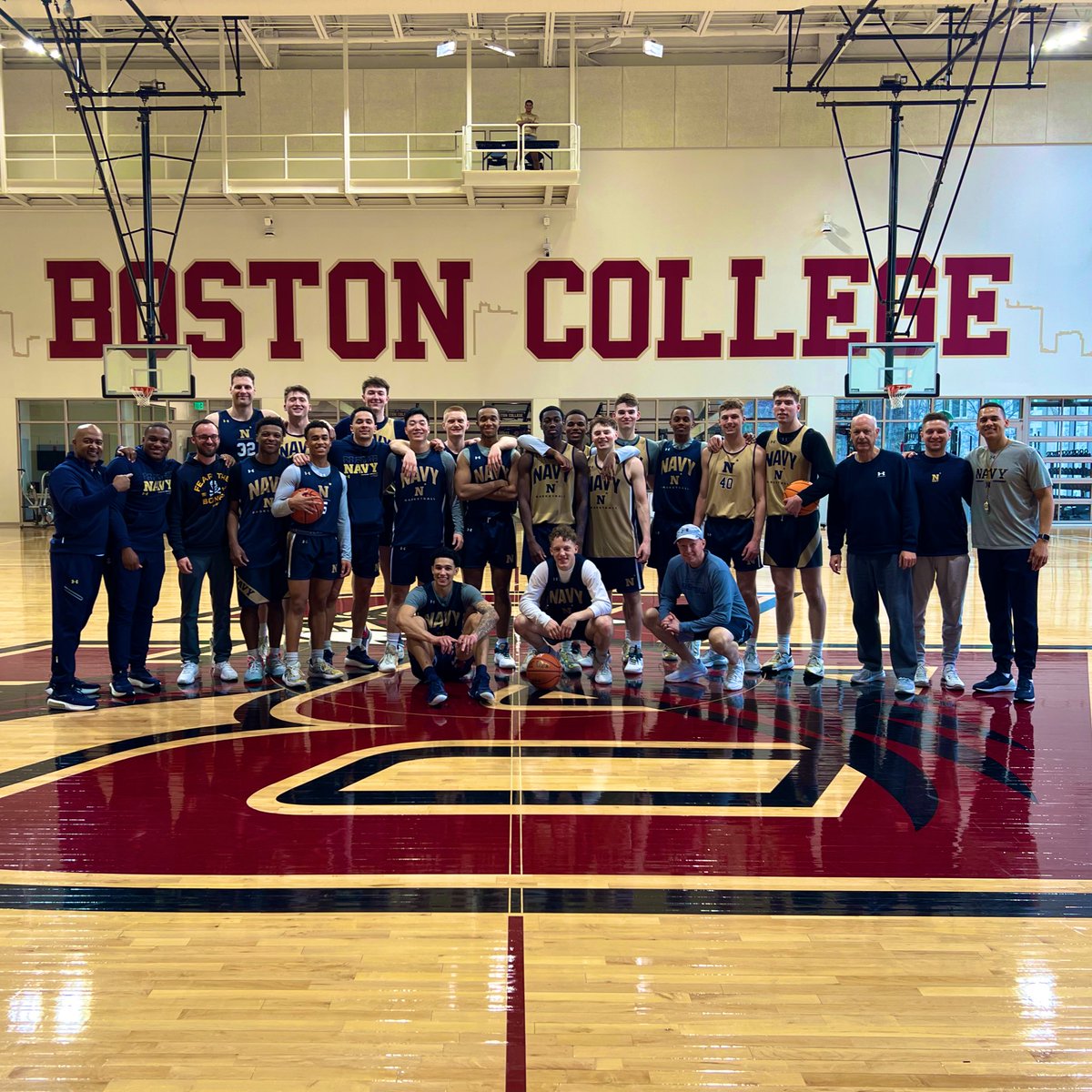 NavyBasketball's tweet photo. We want to thank @EarlGrantBC &amp; @BCMBB for the hospitality as we prepare for the @PatriotLeague tournament!

#ExpectToWin // #GoNavy https://t.co/NvZpDP3OCq