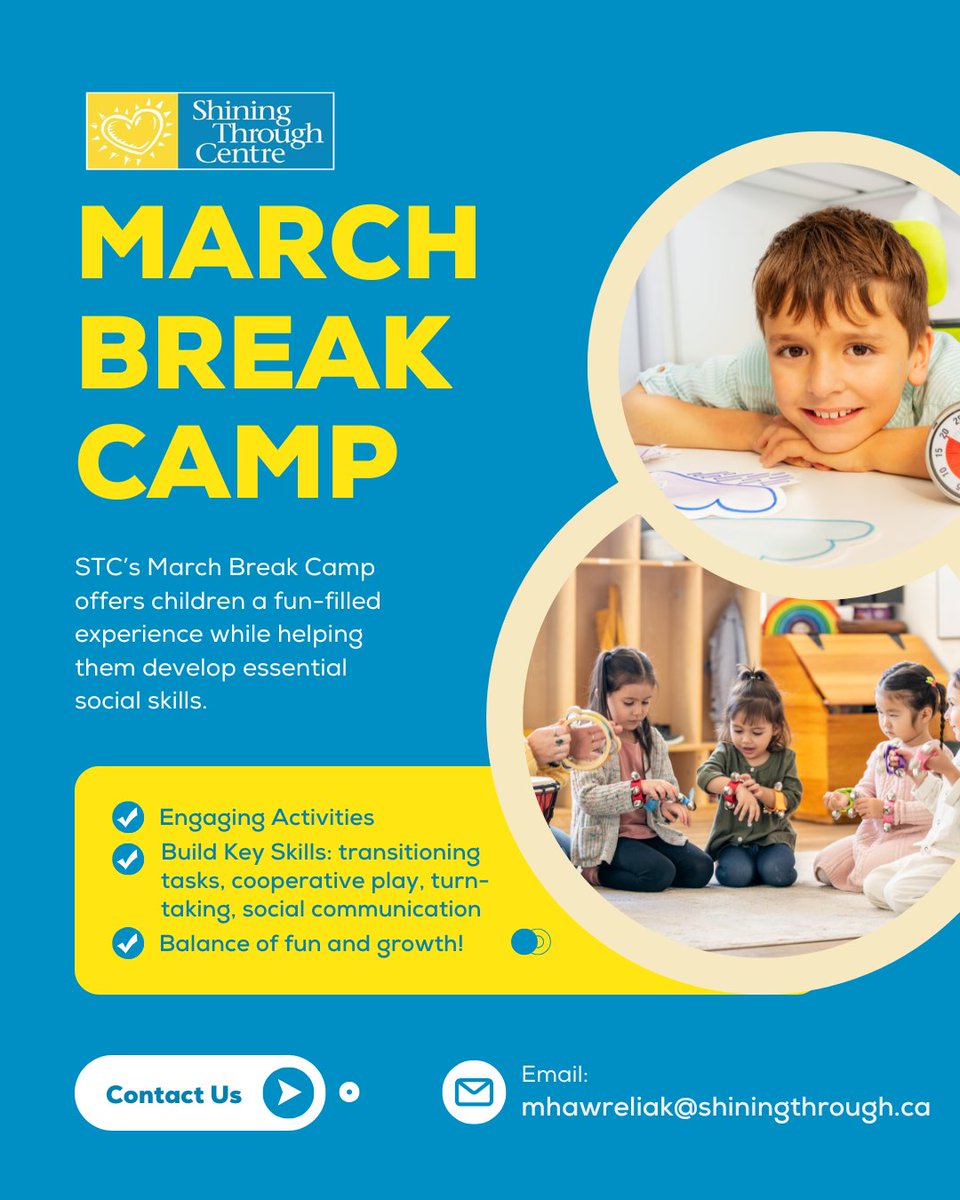March Break starts next week, and we still have a few spots open in our ABA-based camp in Woodbridge from 9-12pm! Kids 7-14 years old will have fun while building social skills like turn-taking, sharing &amp; managing transitions. Secure your spot now! #MarchBreak #ABACamp