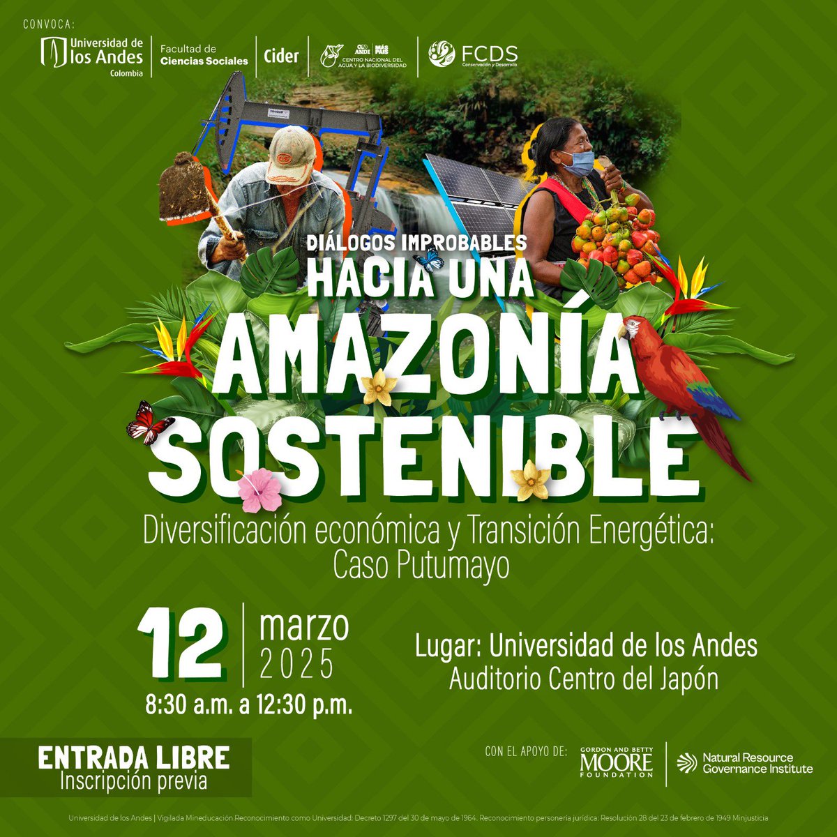 Fundación para la Conservación y el Desarrollo (@fcdsorg) on Twitter photo ¡Únete a nosotros en la conversación sobre el futuro de la Amazonía! 🌿
El 12 de marzo, en la <a href="/Uniandes/">Uniandes</a>, exploraremos la diversificación económica y la transición energética en el Putumayo con comunidades, empresas y expertos. 
💡🌍 ¡Inscríbete ahora y sé parte de este ¡Únete a nosotros en la conversación sobre el futuro de la Amazonía! 🌿
El 12 de marzo, en la <a href="/Uniandes/">Uniandes</a>, exploraremos la diversificación económica y la transición energética en el Putumayo con comunidades, empresas y expertos. 
💡🌍 ¡Inscríbete ahora y sé parte de este