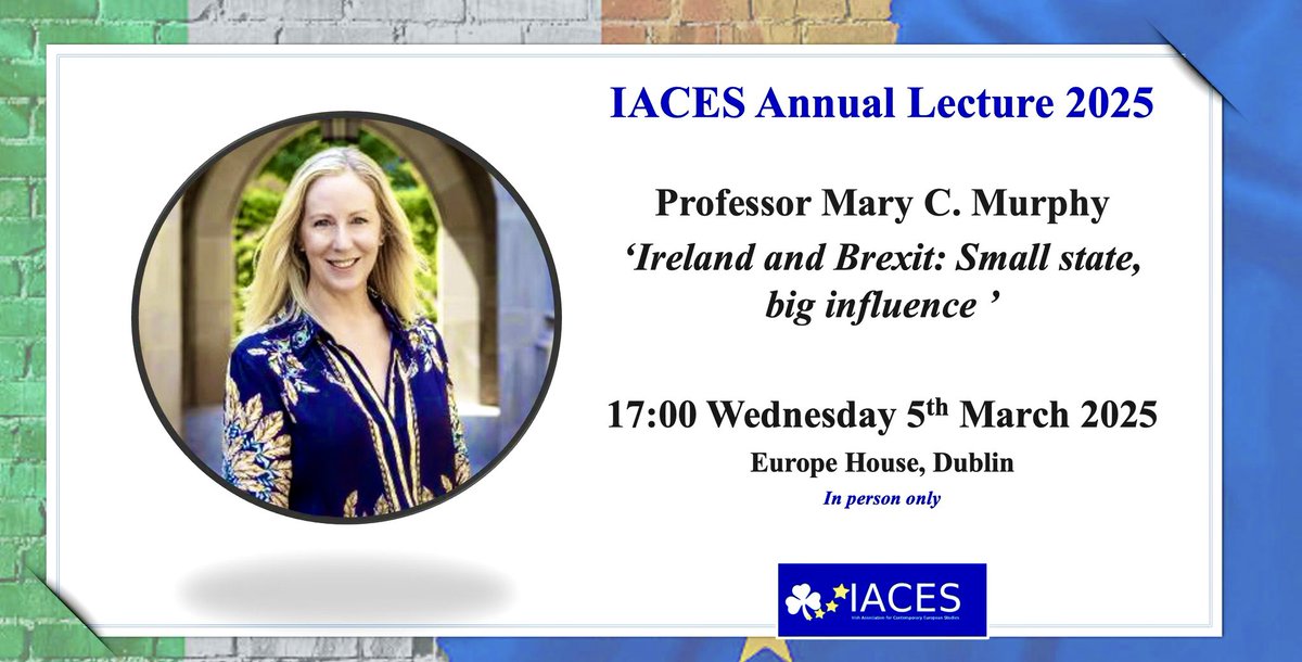 Patrick O'Riordan (@pjoriordan) on Twitter photo Great to welcome <a href="/IACESInfo/">IACES</a> to Europe House 🇪🇺 for their Annual Lecture 2025 expertly delivered by <a href="/MaryCMurphy/">Mary C. Murphy</a> from <a href="/BCIrishStudies/">Irish Studies at Boston College</a> on “
“Ireland 🇮🇪 & Brexit 🇬🇧: Small State, Big Influence”
topically including the US 🇺🇸 dimension, with concluding remarks by <a href="/JohnOBrennan2/">John O’Brennan</a> Great to welcome <a href="/IACESInfo/">IACES</a> to Europe House 🇪🇺 for their Annual Lecture 2025 expertly delivered by <a href="/MaryCMurphy/">Mary C. Murphy</a> from <a href="/BCIrishStudies/">Irish Studies at Boston College</a> on “
“Ireland 🇮🇪 & Brexit 🇬🇧: Small State, Big Influence”
topically including the US 🇺🇸 dimension, with concluding remarks by <a href="/JohnOBrennan2/">John O’Brennan</a>