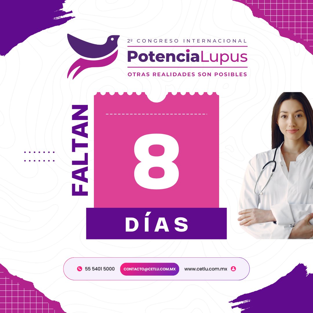 CetluLupusMex's tweet image. 🚨 ¡No te quedes fuera del Congreso Internacional Potencia Lupus 2025! 

🟣 Contaremos con especialistas e información de primera mano.

👉 Regístrate aquí: link.cautiva.com.mx/lupus

#LupusSinLímites #ConocimientoEsPoder #CongresoPotenciaLupus2025