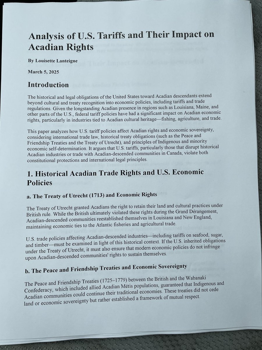 lulex's tweet image. The #USTarriffs don’t just impact Canadians. Acadians and First Nations are impacted by it too. This is the 4 page letter I sent as an Acadian to the US Treaty Office and the Canadian Prime Minister. #cdnpoli