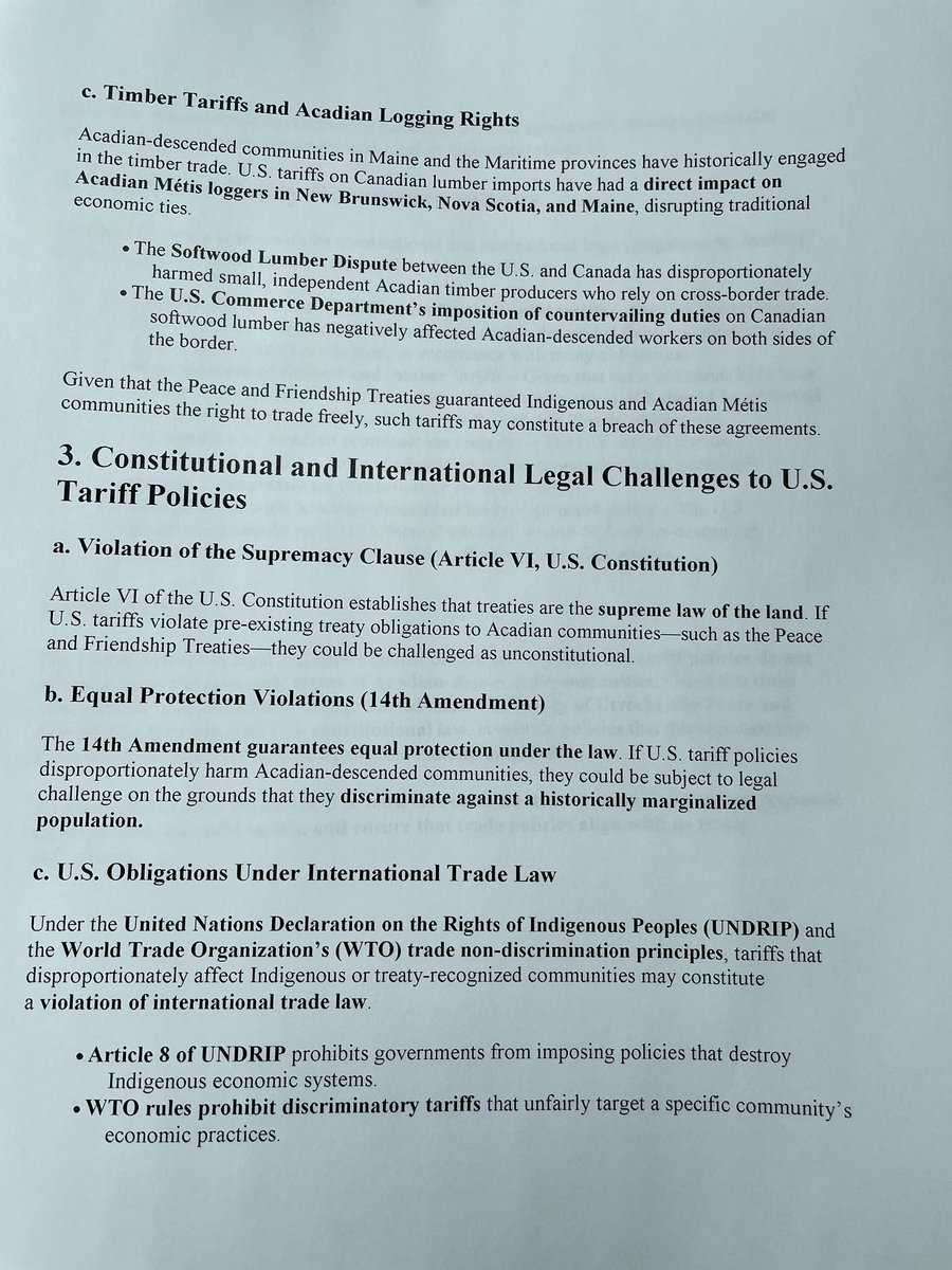 lulex's tweet image. The #USTarriffs don’t just impact Canadians. Acadians and First Nations are impacted by it too. This is the 4 page letter I sent as an Acadian to the US Treaty Office and the Canadian Prime Minister. #cdnpoli