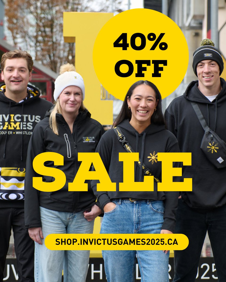 InvictusGames25's tweet image. FINAL CALL: 40% OFF IG25 MERCH! 🚨 As the Invictus Games Vancouver Whistler 2025 wraps up, this is your last chance to grab official Games merchandise at 40% off!
Stock is limited—once it’s gone, it’s gone for good. Don’t miss your chance to take home a piece of history,…