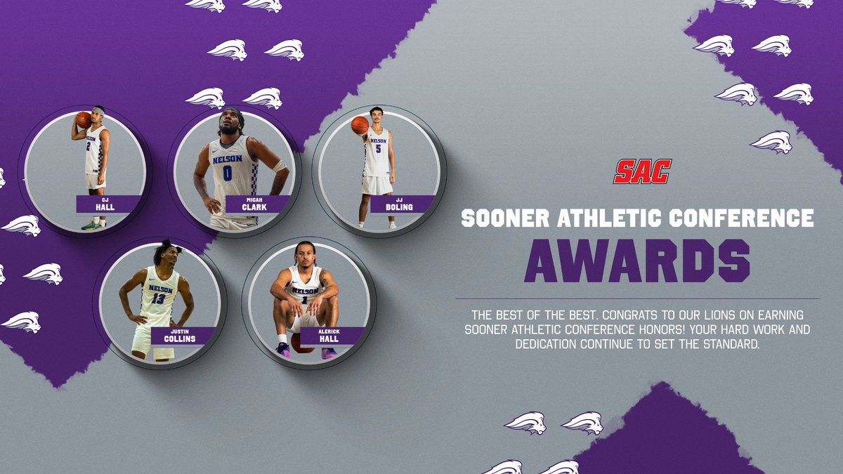 🦁 The Lions cleaned up! 🏆🔥 CJ Hall is your SAC Player of the Year, with Micah Clark, JJ Boling, Justin Collins &amp; Alerick Hall all earning honors. 🏀

Full breakdown ⬇️ nelsonlions.com/news/2025/3/5/…
