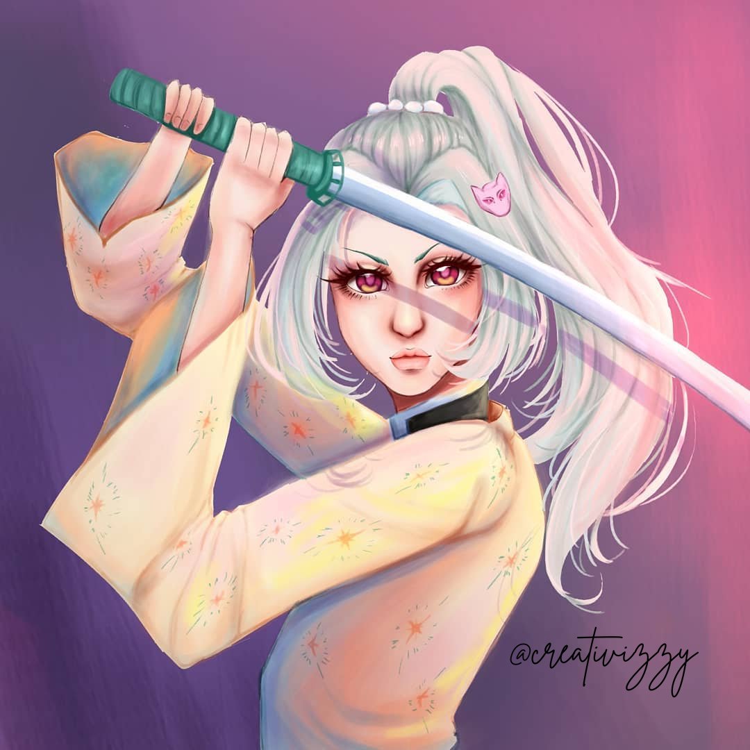 creativizzy's tweet image. "My art, my vision, my creativity. 🎨✨ 
She’s strong, fierce with eyes that burn like fire🔥

She’s got a story to tell.
What do you think her story is? What do you think her next move is? ⚔️

Ready for battle—just like the energy I put into creating her💫