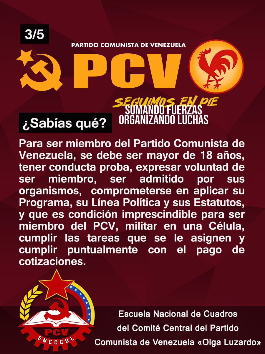 Escuela Nacional de Cuadros del PCV «Olga Luzardo» (@encccol) on Twitter photo 