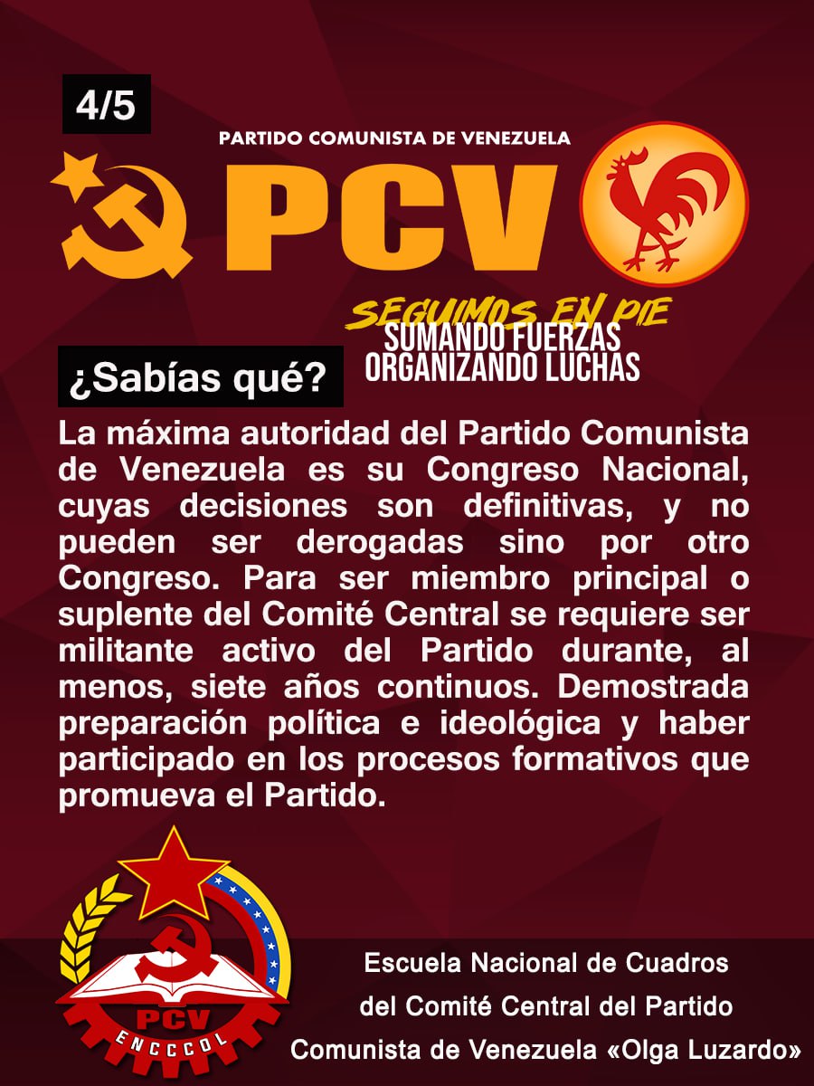 Escuela Nacional de Cuadros del PCV «Olga Luzardo» (@encccol) on Twitter photo 