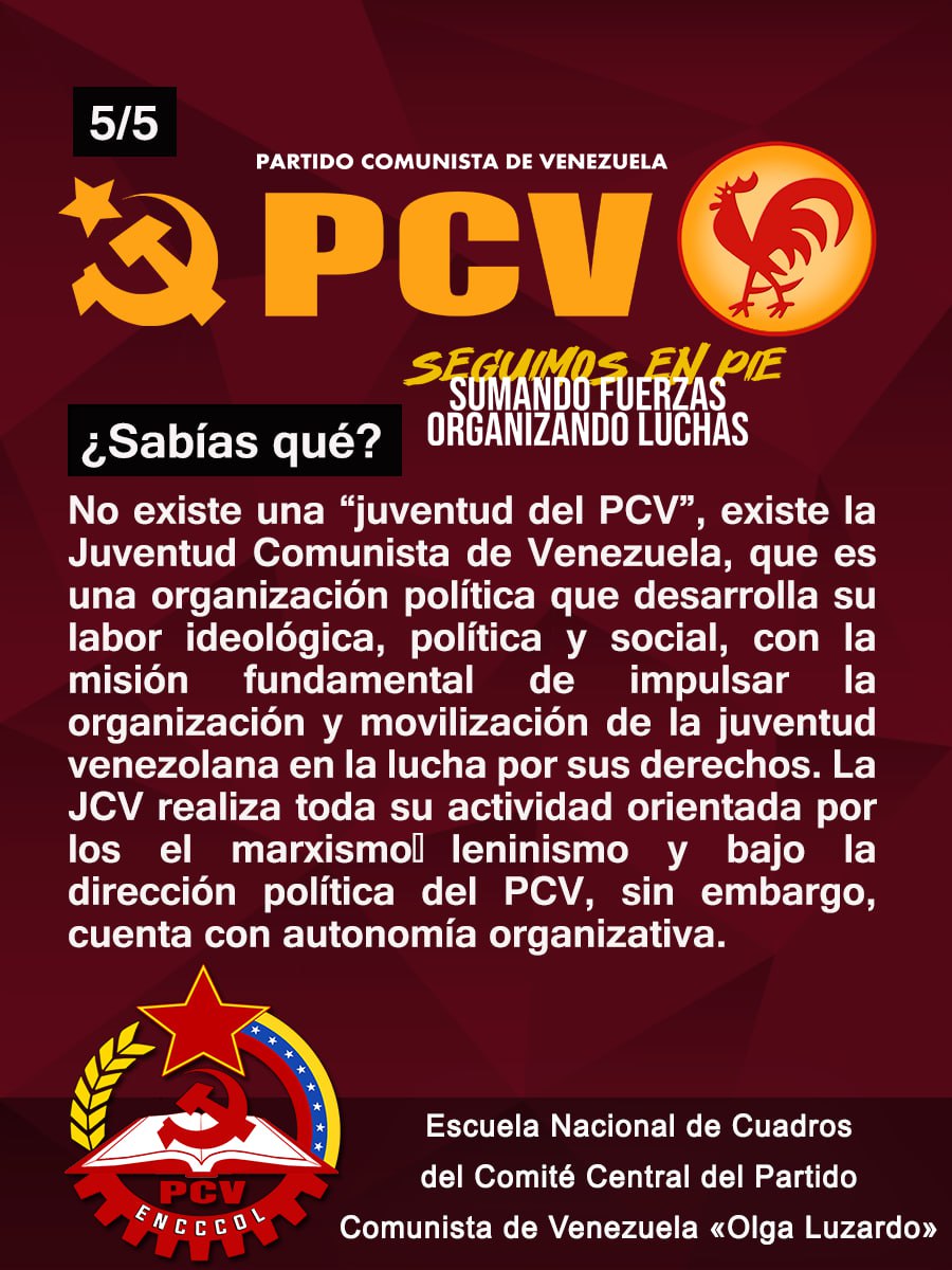 Escuela Nacional de Cuadros del PCV «Olga Luzardo» (@encccol) on Twitter photo 