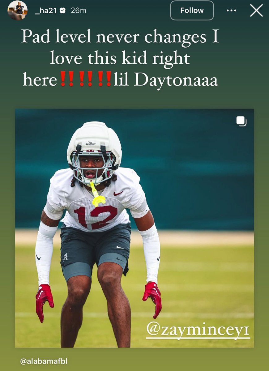 The Zay Mincey buzz rolls right along — always made the most sense at safety IMO. Had some opportunities late in 2024. Now he’s getting a full offseason back in that role.

Lots to be excited about with the sophomore, as is the case for the full safety room.  

📸 <a href="/haha_cd6/">Ha Ha Clinton-Dix</a>