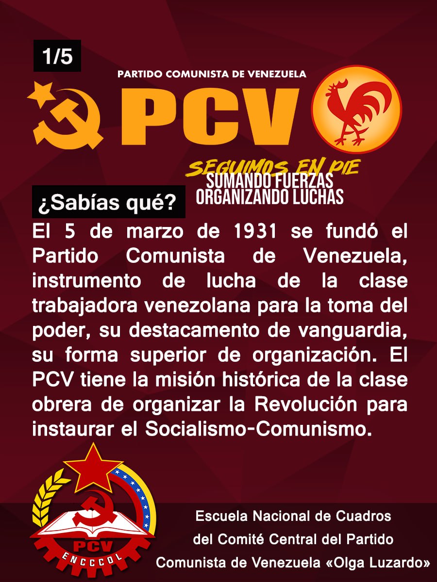 Escuela Nacional de Cuadros del PCV «Olga Luzardo» (@encccol) on Twitter photo 