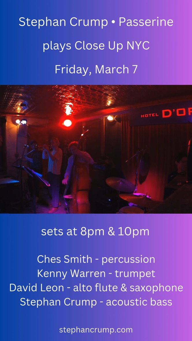 Passerine is at Close Up NYC this Friday 3/7...join us
<a href="/ChesSmith1/">Ches Smith</a> <a href="/kennydotwarren/">Kenny Warren</a> and david leon
