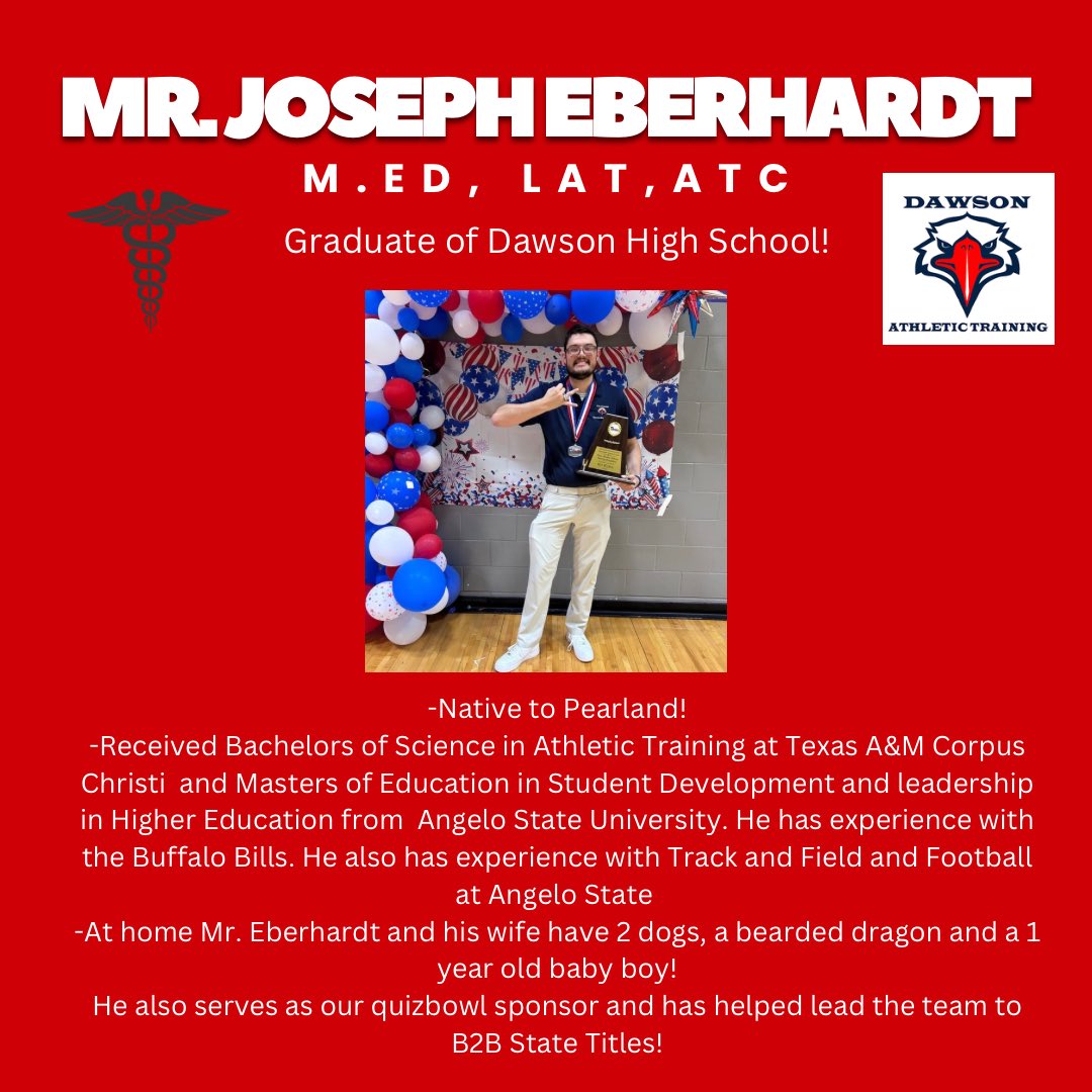 Next spotlight is another inspirational alumni turned staff member, Mr. E! Having such a strong history of athletic training legacies on staff has created an environment for learning to all of our students and athletes. Happy #NATM2025 to all the greAT athletic trainers!!
