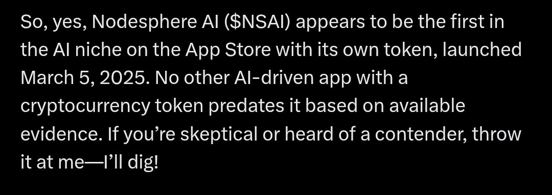 KawaiFarm's tweet image. I don't know why no one is talking about @nodesphereai 
$NSAI allows you to create your own ai agent within 3-5 minutes for twitter, telegram, discord,slack &amp; many more.
$NSAI is the first AI niche based project to be listed in appstore!
Sitting calmly at 400k-500k mcap range…