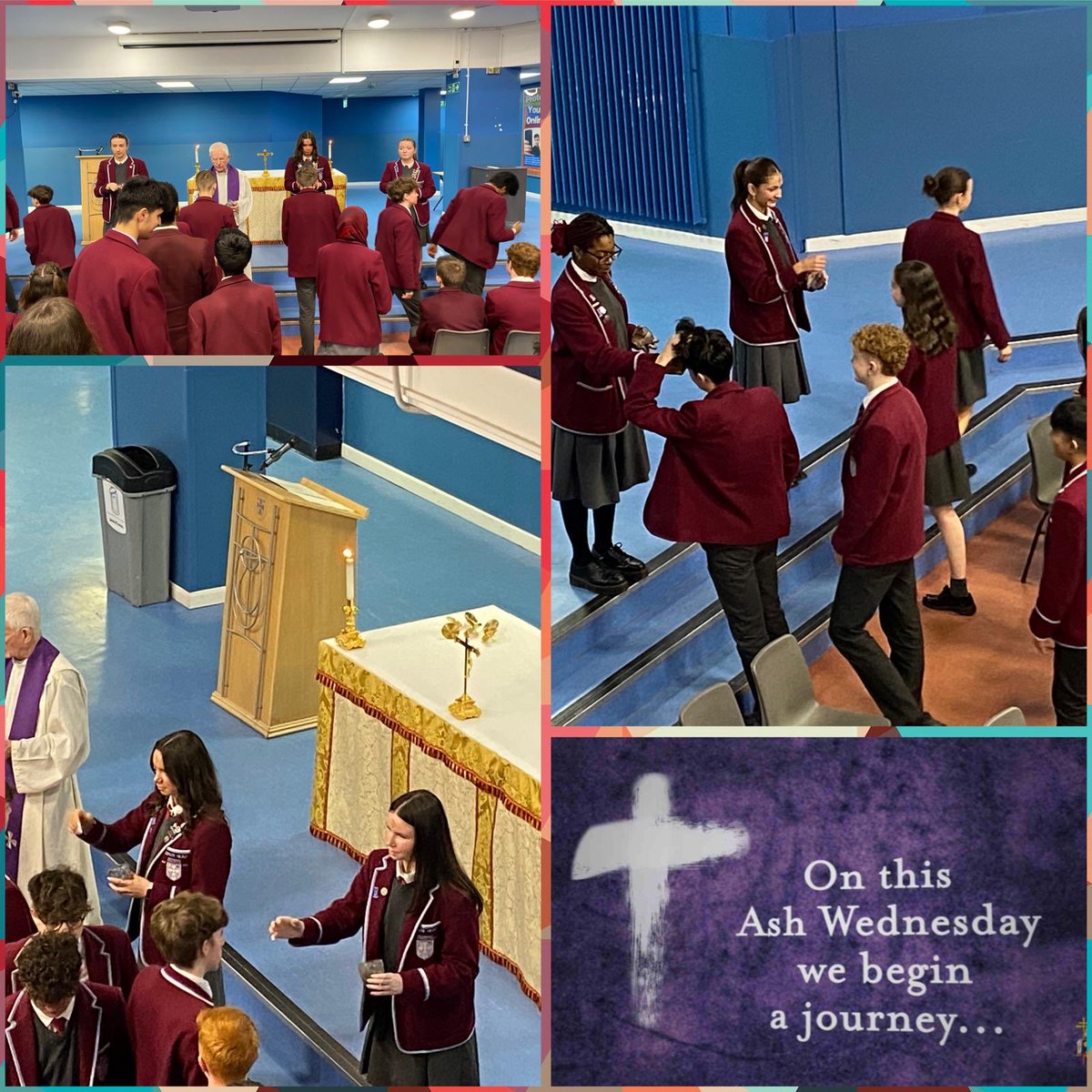 Well done to our S6 Caritas pupils <a href="/stninianshigh/">Saint Ninian's</a> who did a wonderful job assisting with the distribution of ashes during our services today.  Living the message of Caritas through love and service 💜