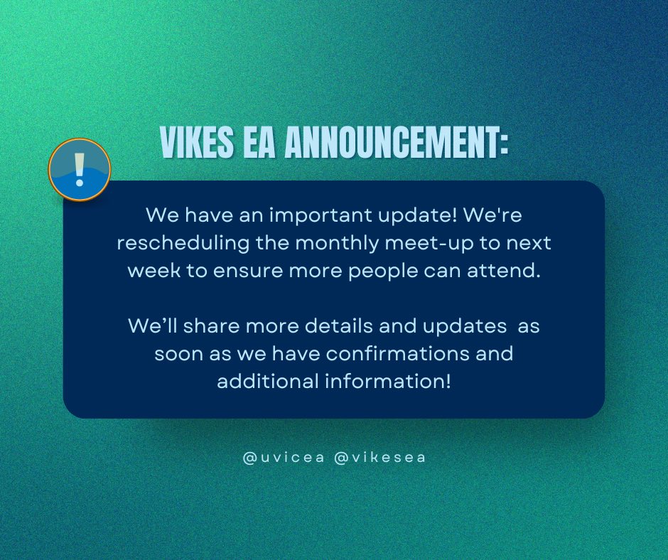 uvicea's tweet photo. We are excited to be planning our next Monthly Meet-Up to allow for more students to attend.

📢 Other details and information will be shared as we receive it!

Good luck on any midterms and hope to see you next week! 🎉 https://t.co/Arop7zr4D1
