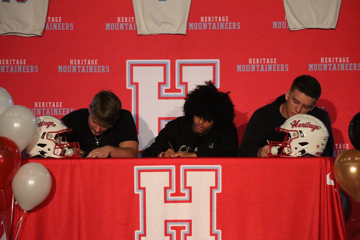 NateTosado's tweet image. Big day for three Heritage Football players! (@HHS_MNTNEER_FB) 

Congrats to Cole McCampbell and Carson Weber committing to Cumberland University and Armony Dunn committing to Union! 

@TDT_Sports